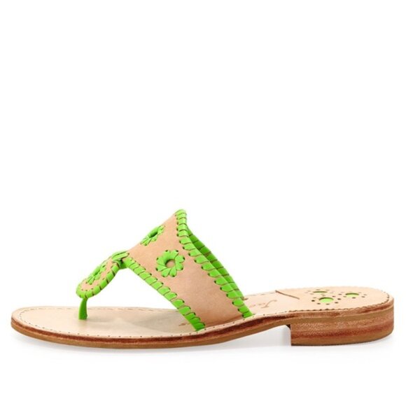 Jack Rogers Original Jacks Sandals - Lime Green & Tan - Size 9M - Picture 3 of 7